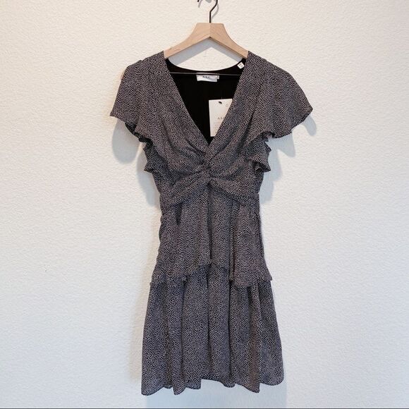 A.L.C. Silk viera twist tiered polka dot dress - Picture 7 of 8